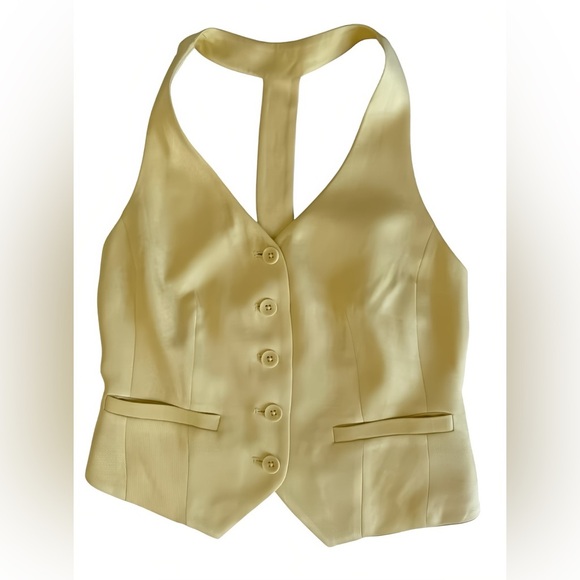 Express Pastel Yellow Linen Vest & Wide Leg Trouser Set XS Top 4S Pants - Picture 10 of 15